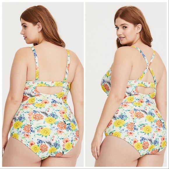 Torrid Floral Wings One Piece Bathing Suit, 1X. - Picture 9 of 10